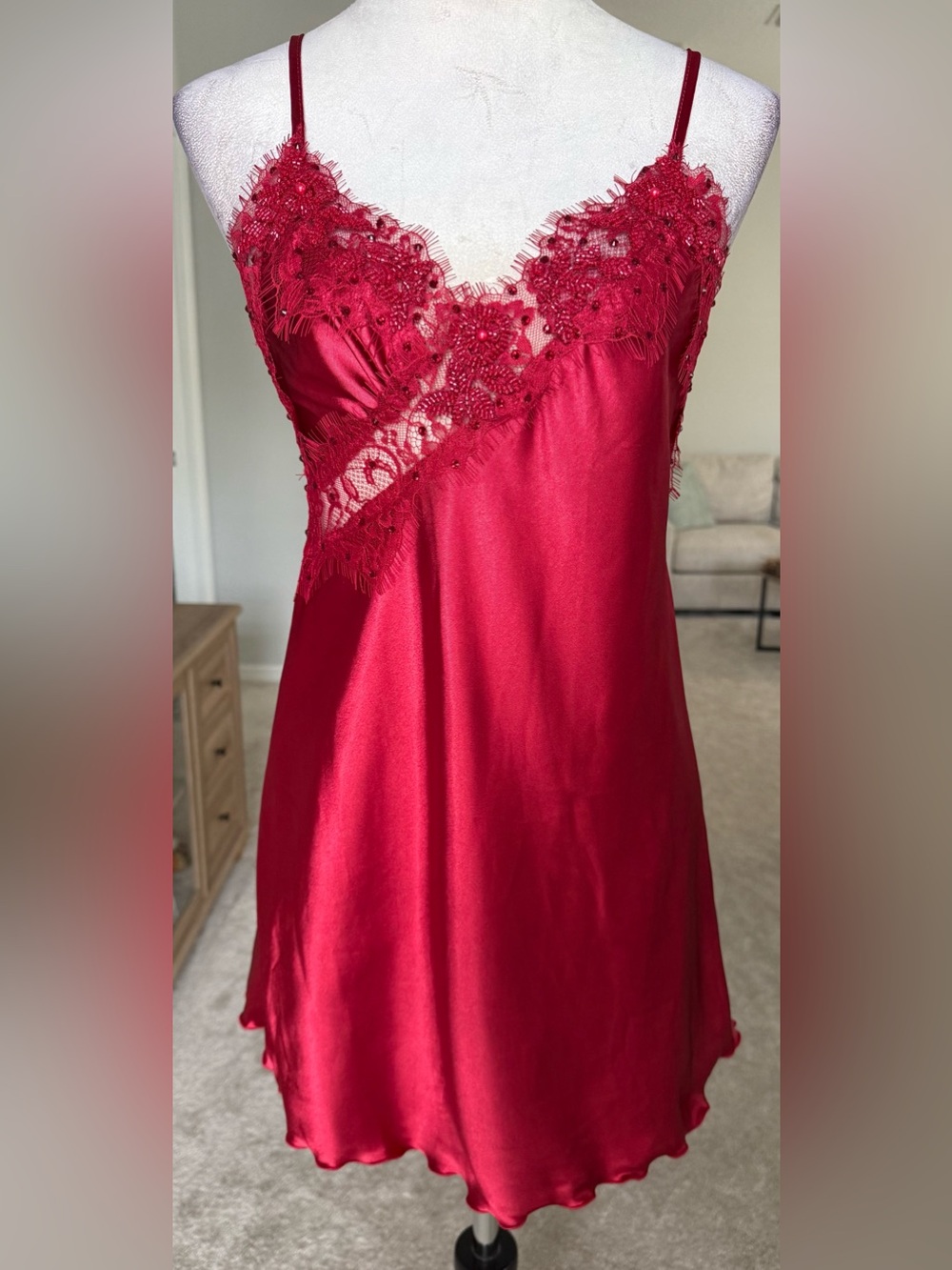 Dark Red Slip Dress Dance Costume